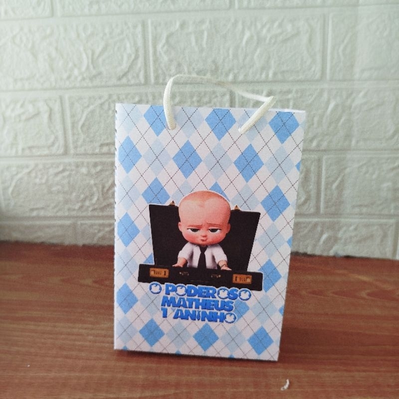Sacolinha Personalizada Lembrancinha Festa O poderoso Chefinho Pegue e Monte
