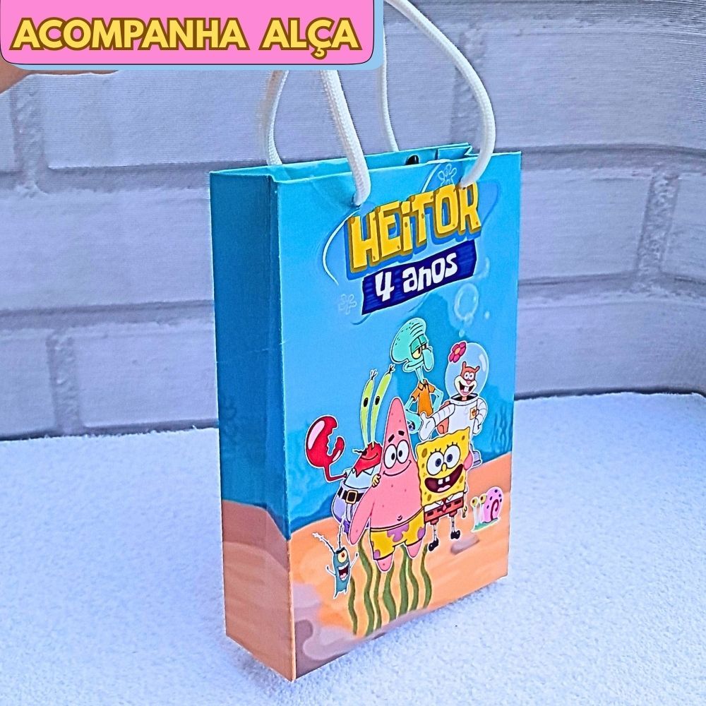 20 Sacolinha Personalizada BOB ESPONJA 2 - JÁ VAI MONTADA lembrancinha aniversário