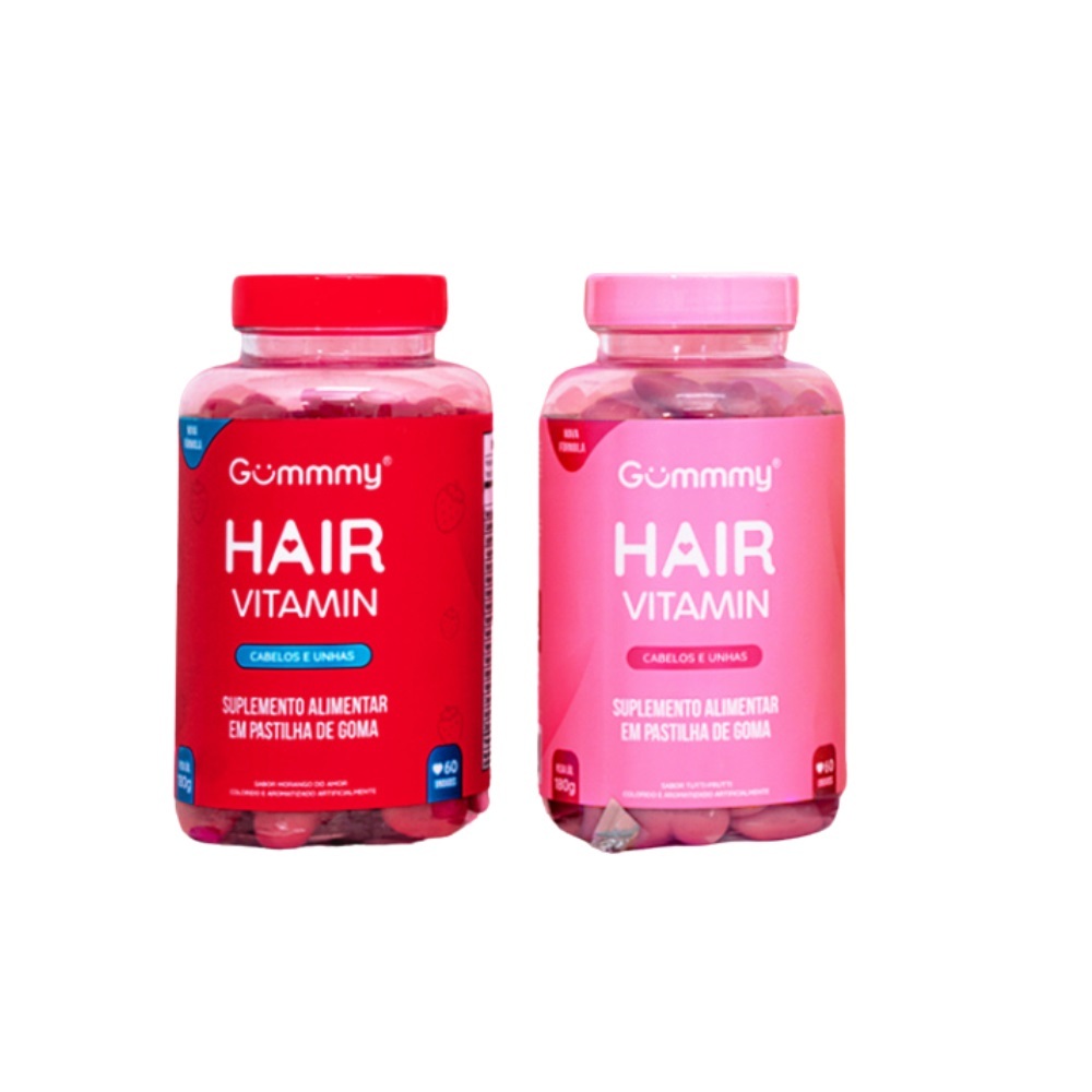Kit 2 Gummy Hair Vitamin Morango + Tutti Frutti