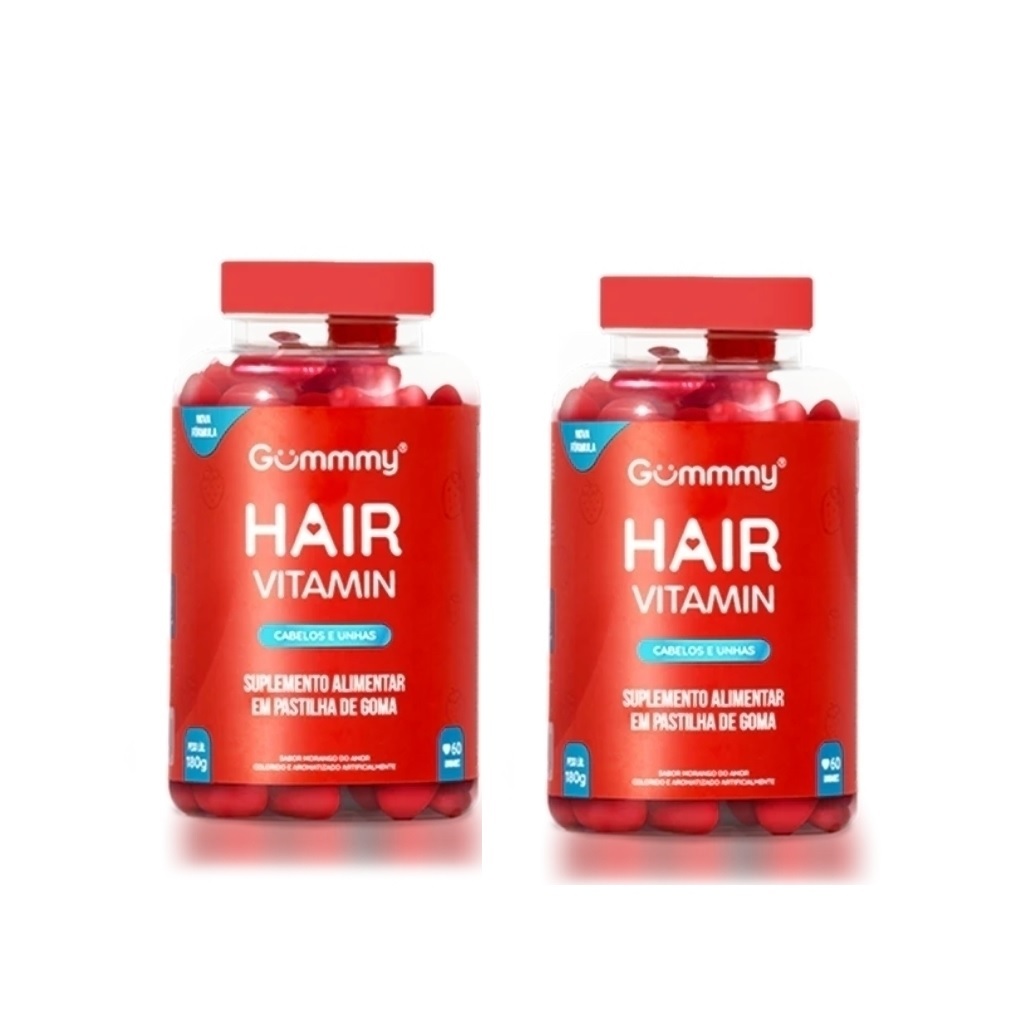 Kit 2 Potes Gummy Hair Vitamin Morango