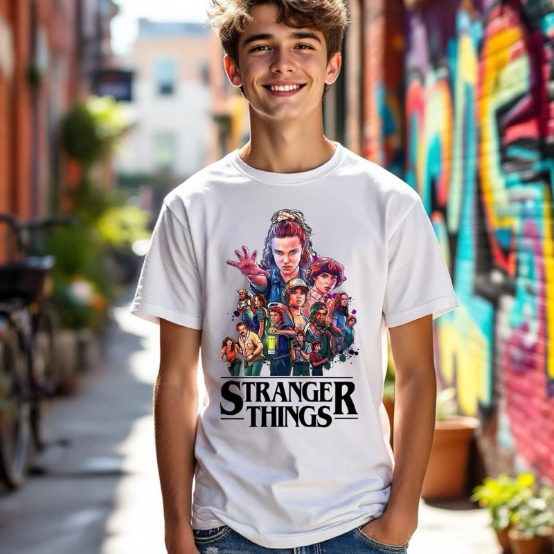 Blusa Algodão Série Teen Camiseta Stranger Things Famosa Unissex Slim Filme Seriado Famoso Masculina Feminina Roupa