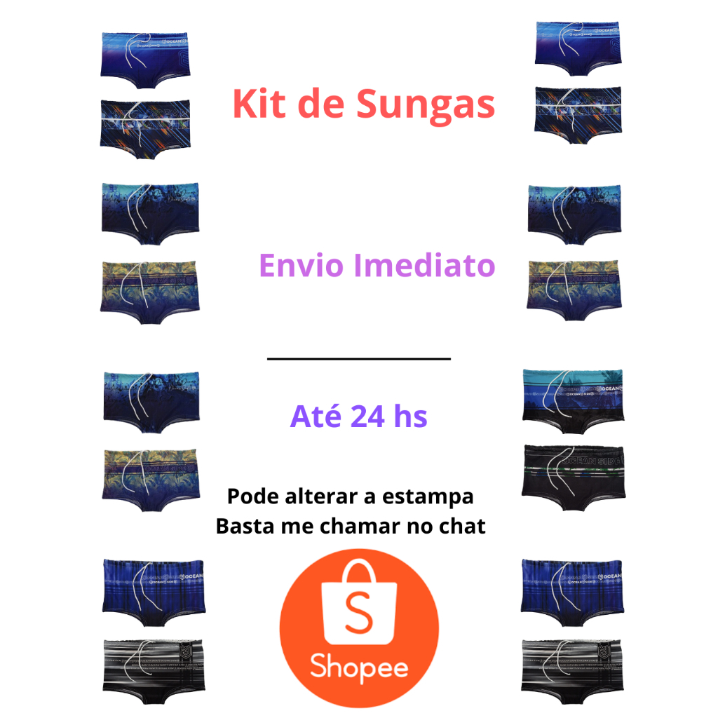 Kit 3 , 2 e 1 Sungas Boxer Masculina Estampada Tropical – Moda Praia e Piscina Verão Adulto ️