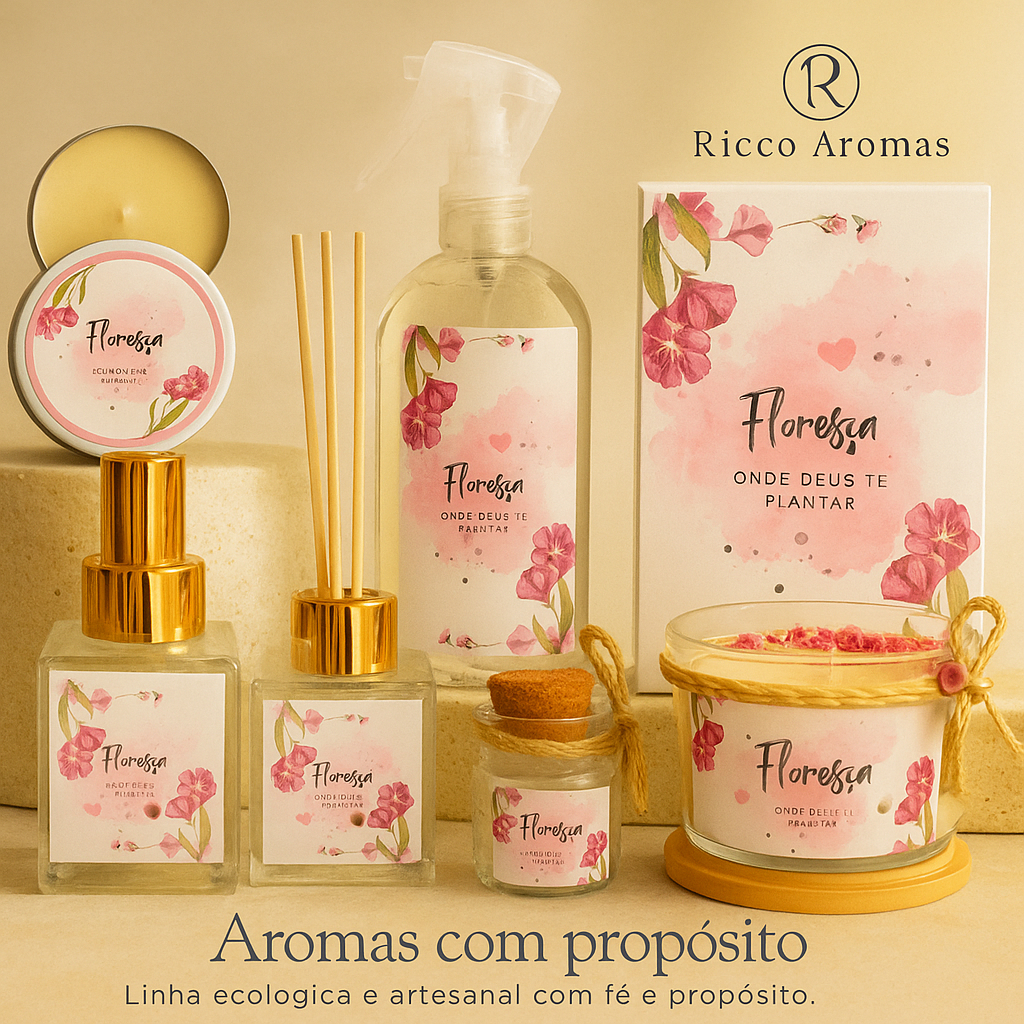 Linha Aromática Perfumada — Velas de Coco, Difusor, Home Spray, Agua de Passar, Essência, Sachê, Pastilhas Aromáticas