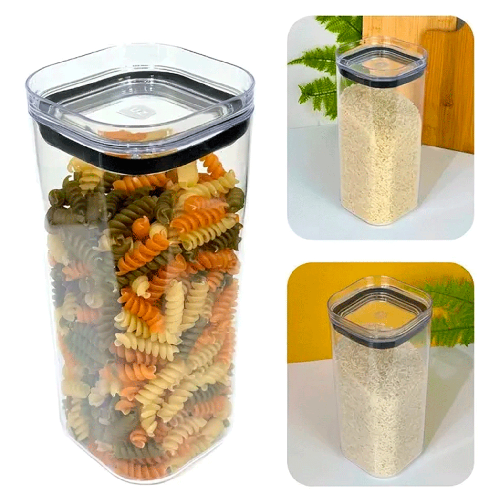 Pote Hermético Organizador 1,5L com Tampa Transparente UZ Ideal para Grãos, Mantimentos e Cereais