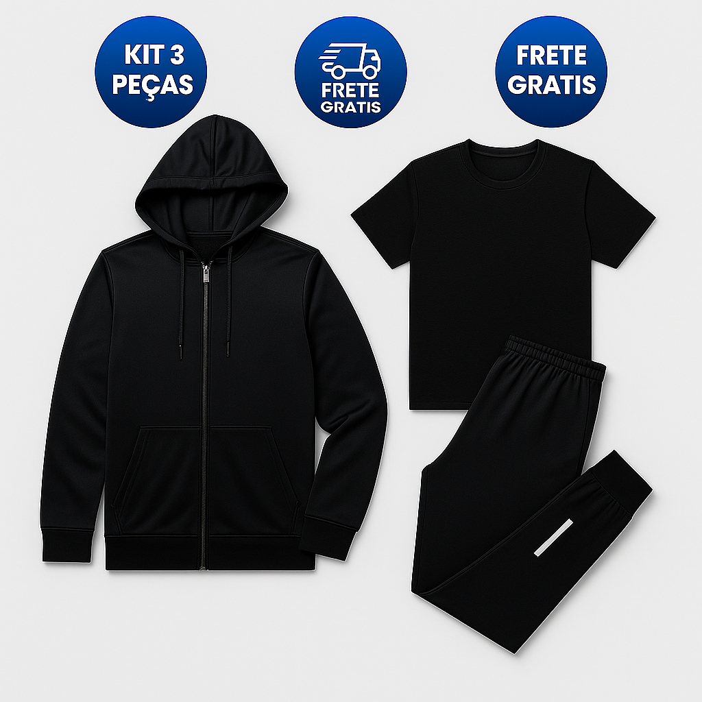 Kit 3 Peças Masculino 2025 | Jaqueta + Calça + Camiseta | Promoção Imperdível! - Oferta Im...