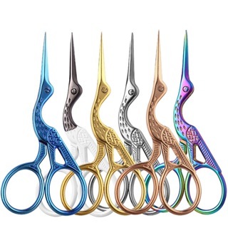 1KIT/6 Pecas Tesoura De Alfaiataria Com Cortador De Pássaro / Garça / Bordado