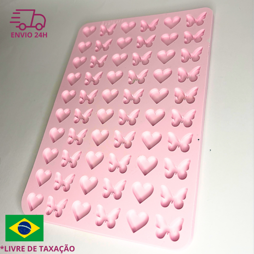 Molde silicone paleta pingente mini coração e borboleta charms fillers artesanato resina brinco colar chaveiro em Oferta na Shopee