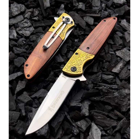 Canivete Gold Pesca Caça Camping C/ Clip Para Bolso Aço Inox - BROWNING