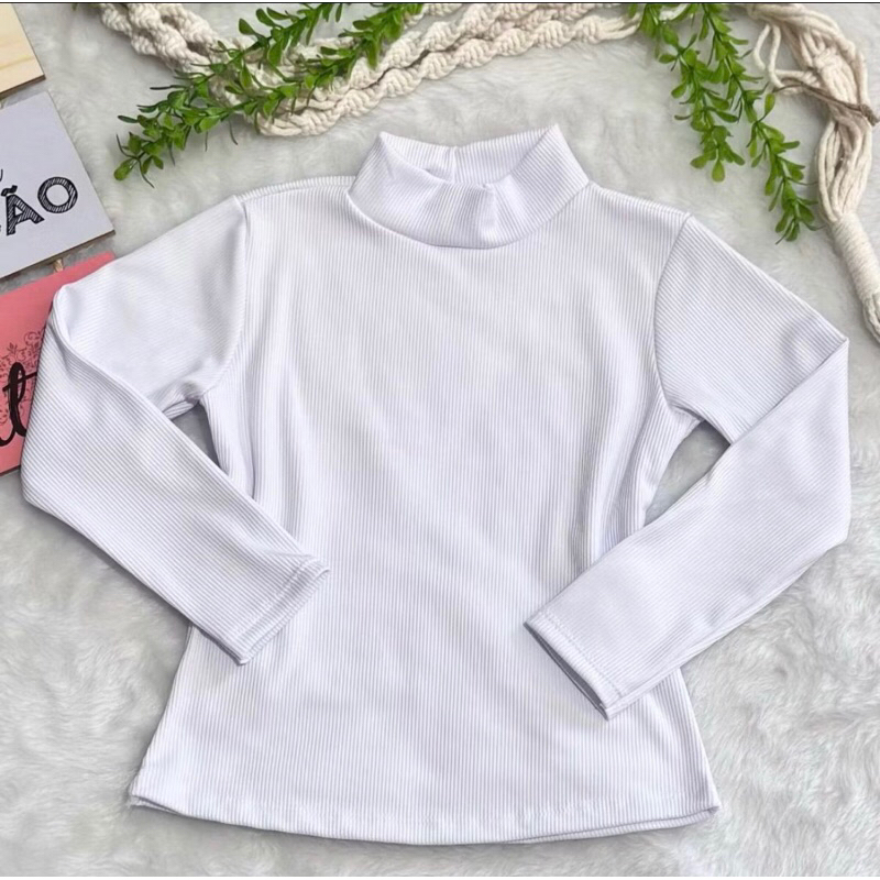 Blusa Gola Alta Manga Longa Infantil Menina 4 ao 10