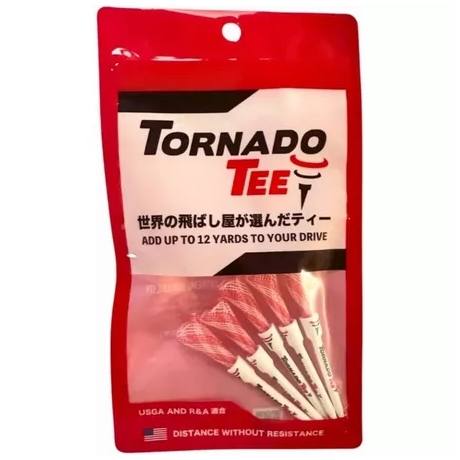 TORNADO TEE Distance Golf Tee 2024, Pacote com 5, VERMELHO & BRANCO (3,25 Polegadas) Japão