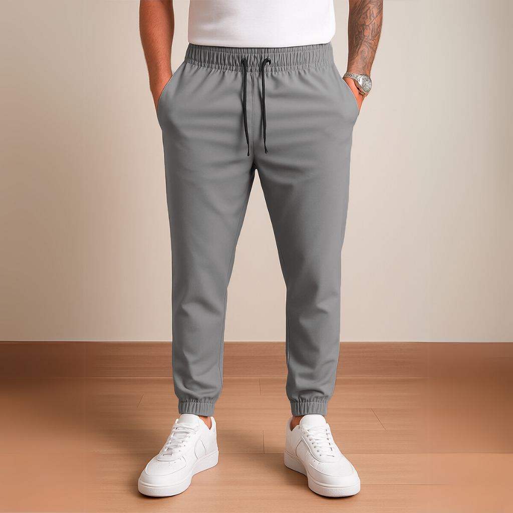 Calça Poliéster Elastano Slim Fit Academia Masculino Casual com Bolsos Inverno Frio