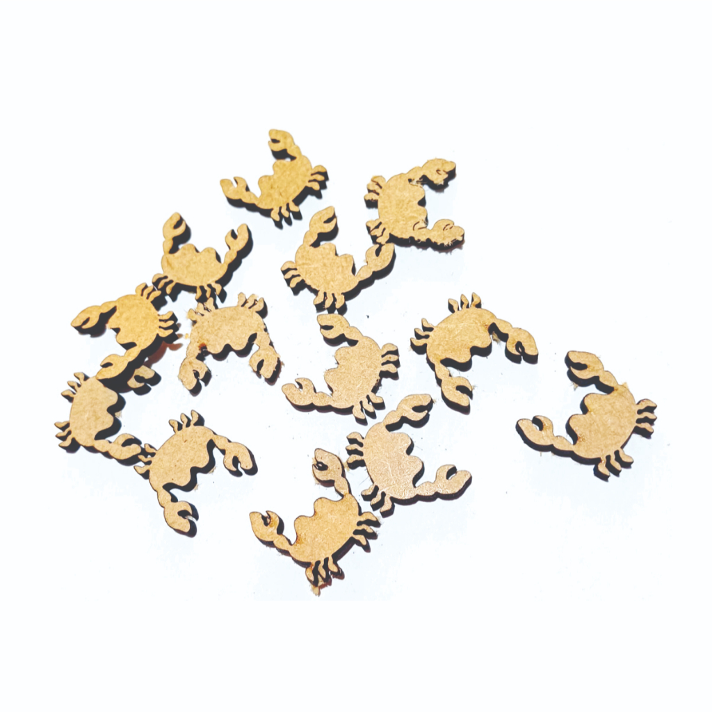 250 Aplique Carangueijo em mdf cru 3mm com 2cm de altura cor natural