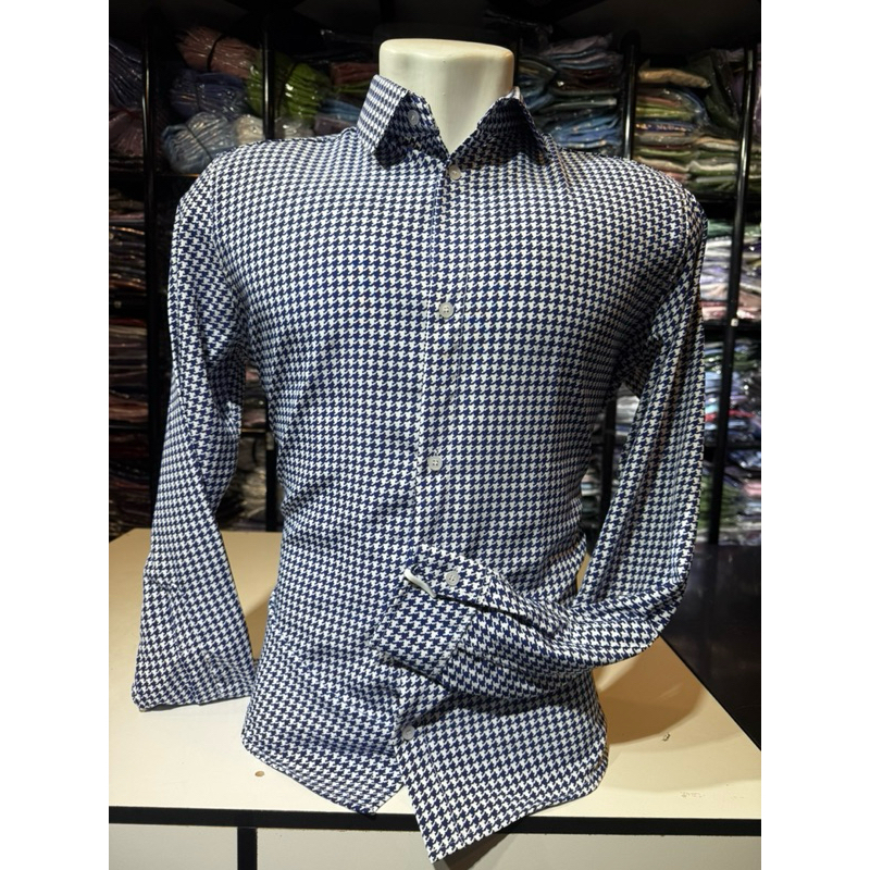 Camisa social Estampa pied poule com elastano  amassa passa fácil NOVO 2025 muito bom