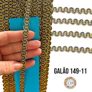 Galão Passamanaria Metalizado dourado com azul royal, Ref: 149-11 contém 20 metros Festas Decoração Artesanatos Roupas em Oferta na Shopee