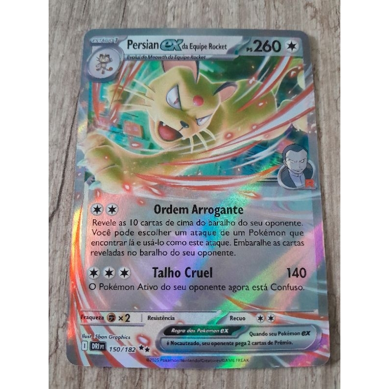 Carta Pokemon Ultra Rara Persian Ex da Equipe Rocket Rivais Predestinados Original NM
