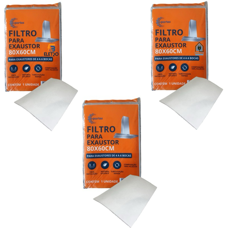 Kit 3 Filtros Manta para Depurador Exaustor Coifa Universal Sugar Colormaq