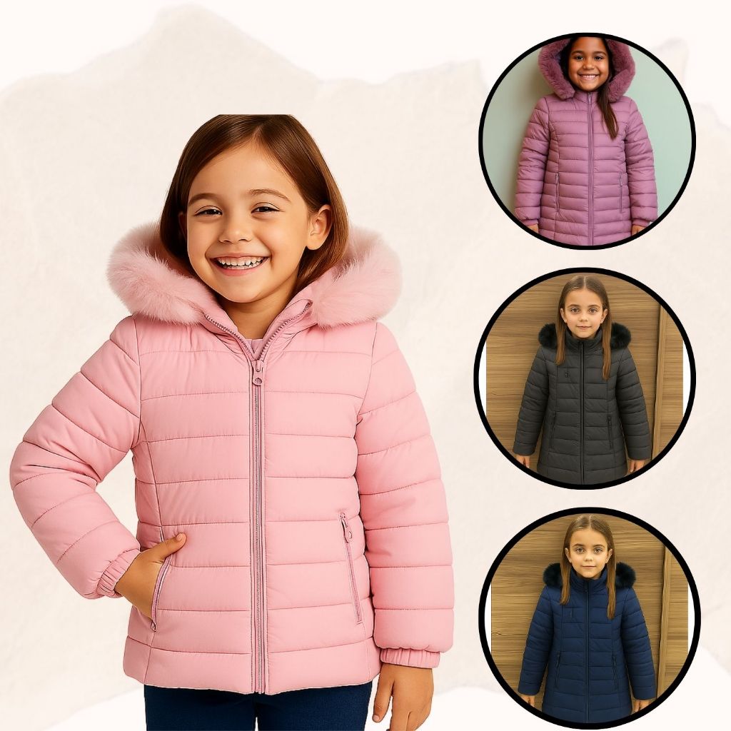 Jaqueta Infantil Feminina Puffer Peluciada Casaco Bobojaco em Oferta na Shopee