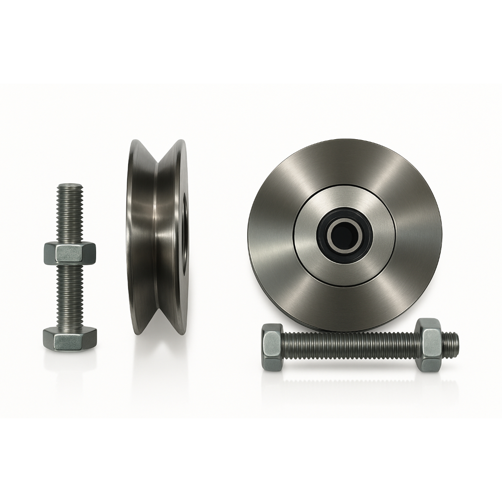 Kit 2 Roldanas 2" em Aço com Parafusos e Canal em V para Portão de Correr em Oferta na Shopee