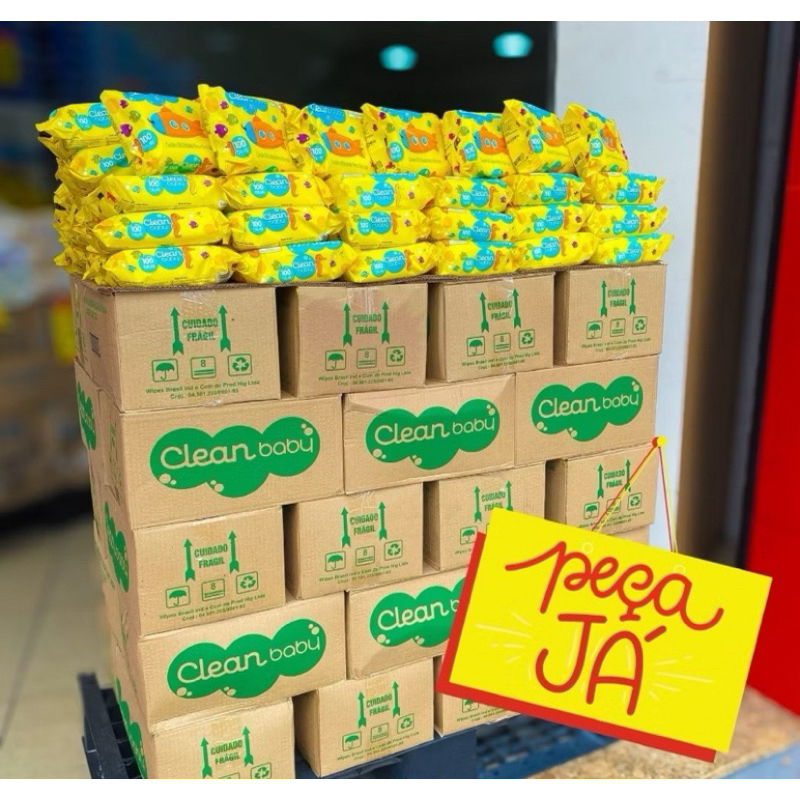 Caixa 12 Pacotes Toalhas Umedecidas Clean Baby com 100 cada