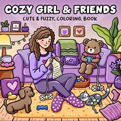 Desenhos para Colorir COZY GIRL & FRIENDS Aesthetic | 30 Folhas Soltas A5 90g/120g/180g + Acetato