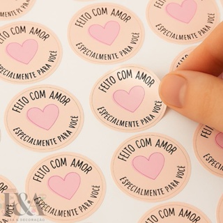 100~500 Adesivo 4x4 cm etiqueta carimbo pronto uso a prova d'agua em Oferta na Shopee