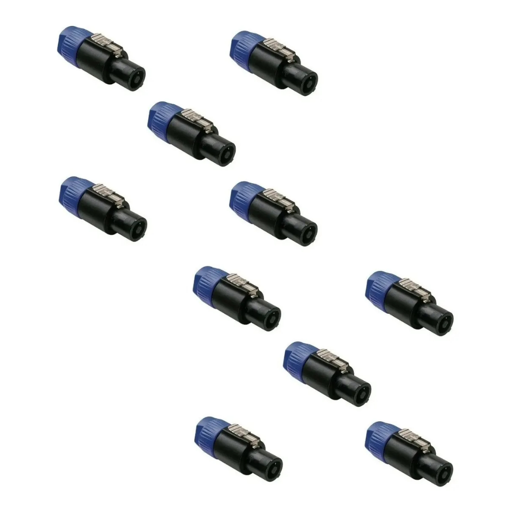 Kit 10 Conectores Speakon Plug Macho Trava 4 Vias Caixa Som