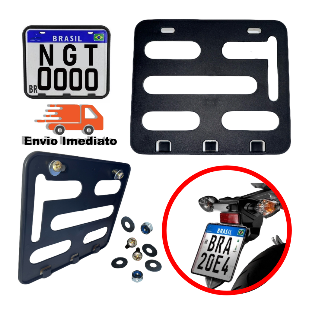 Suporte Moldura Placa Moto Padrão Mercosul Cg Titan Fan 150 160 Start Xre Pop Fazer Lander Pcx Nmax em Oferta na Shopee