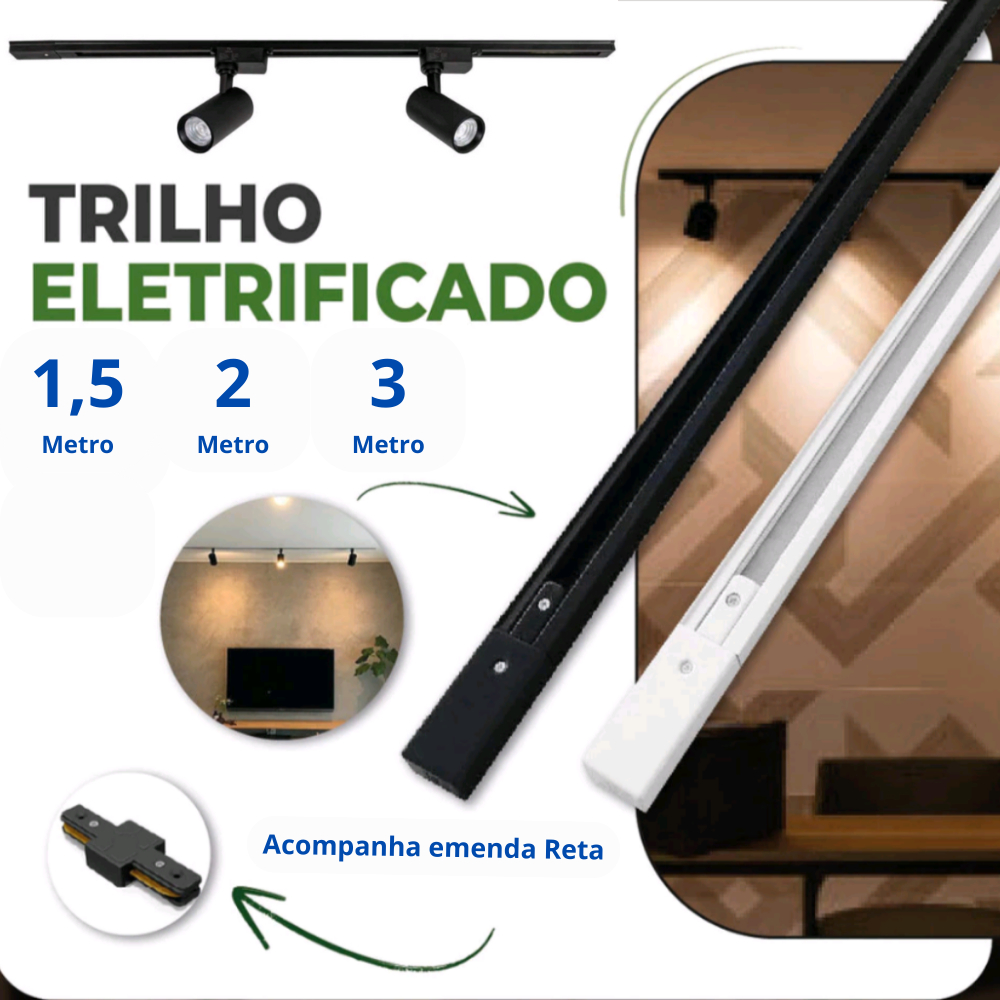 Trilho Eletrificado 50cm,1m,1,5 metro 2 metros 3 metros para Spot Luminaria Pendente em Aluminio em Oferta na Shopee