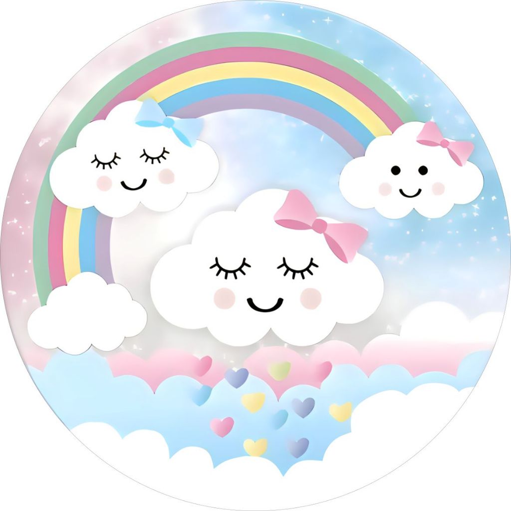 PAINEL REDONDO TECIDO SUBL decor CHUVA DE AMOR em Oferta na Shopee