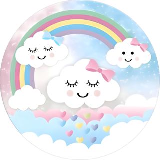 PAINEL REDONDO TECIDO SUBL decor CHUVA DE AMOR em Oferta na Shopee