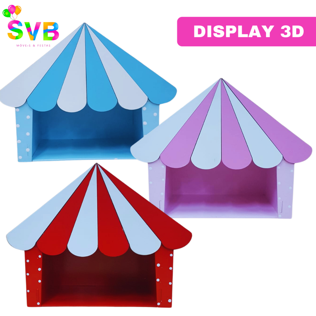 Display Circo 3D Decoração Festa Circo Animado Aniversário SVB Móveis e Festas