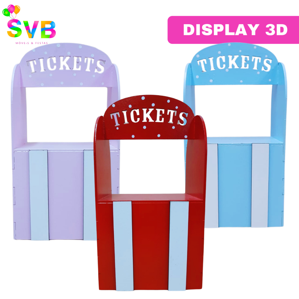 Display Bilheteria Ticket Decoração Circo Festa Infantil Decoração Centro de Mesa SVB MÓVEIS E FESTAS