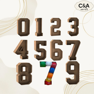 Numeral 3D MDF Cru Estilizado Formato Caixa Decorações Aniversário Eventos Festa 70CM em Oferta na Shopee