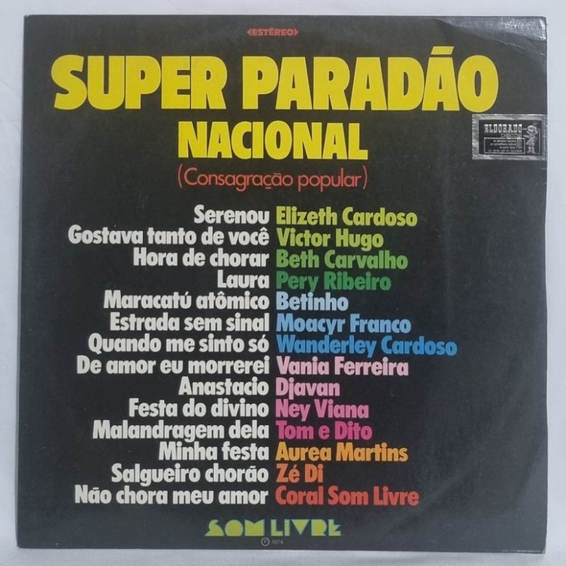 Lp Vinil Super Paradão Nacional (Consagração Popular) / Djavan / Beth Carvalho / Beth Carvalho / Elizeth Cardoso