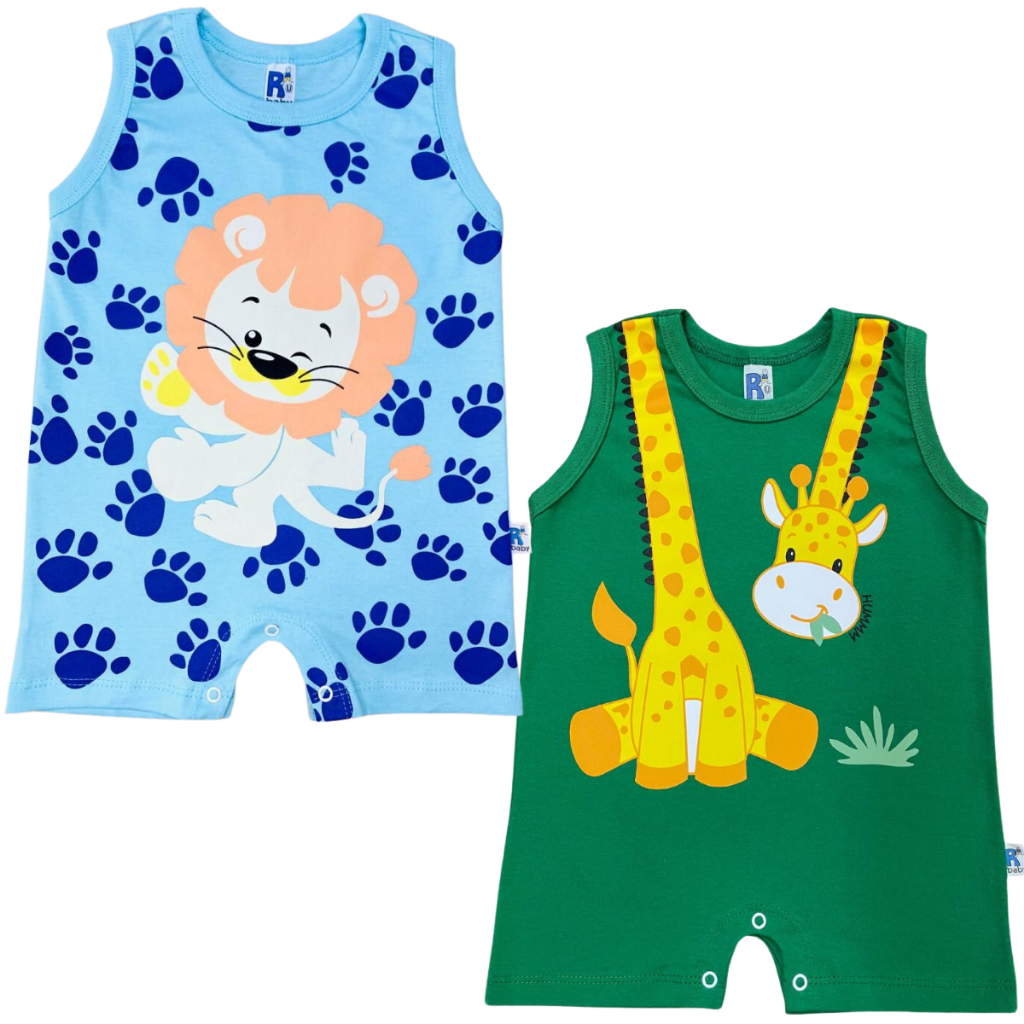 Kit 2 Macacão Bebê Banho de Sol Body Fantasia Personagem Mesversário Grávida Romper Menino Menina em Oferta na Shopee