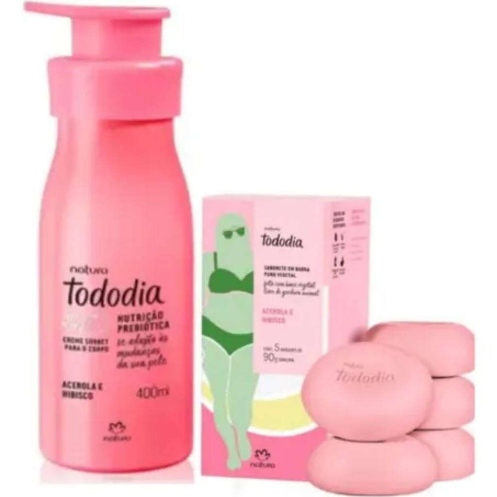 Kit Tododia Acerola E Hibisco Hidra 400ml + Sabonete 5un