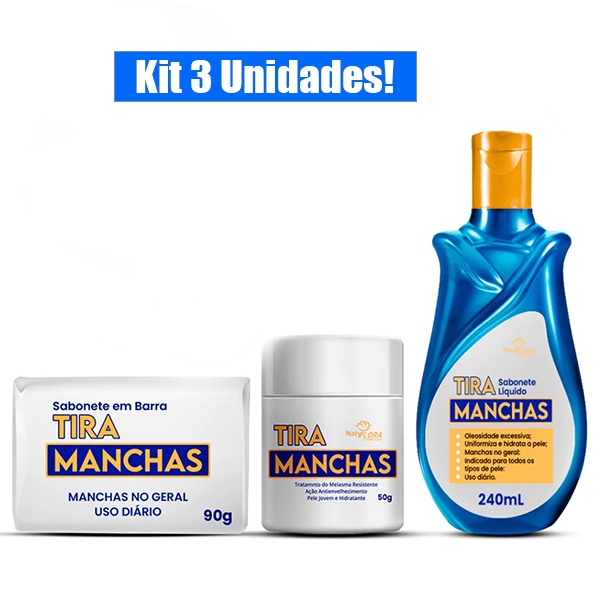 KIT CLAREADOR DE MELASMA e MANCHAS NATY FLORA (3 Itens) em Oferta na Shopee
