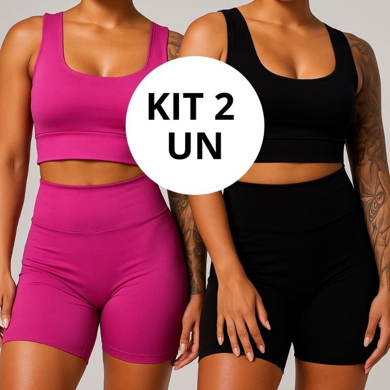 Kit 2 Shorts Legging Feminino Meia Coxa Cintura Alta Bermuda Zero Transparência em Oferta na Shopee