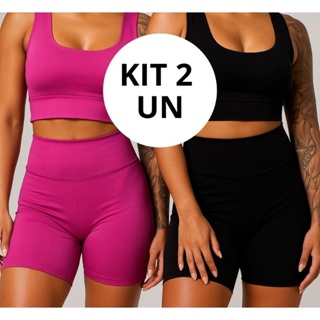 Kit 2 Shorts Legging Feminino Meia Coxa Cintura Alta Bermuda Zero Transparência em Oferta na Shopee