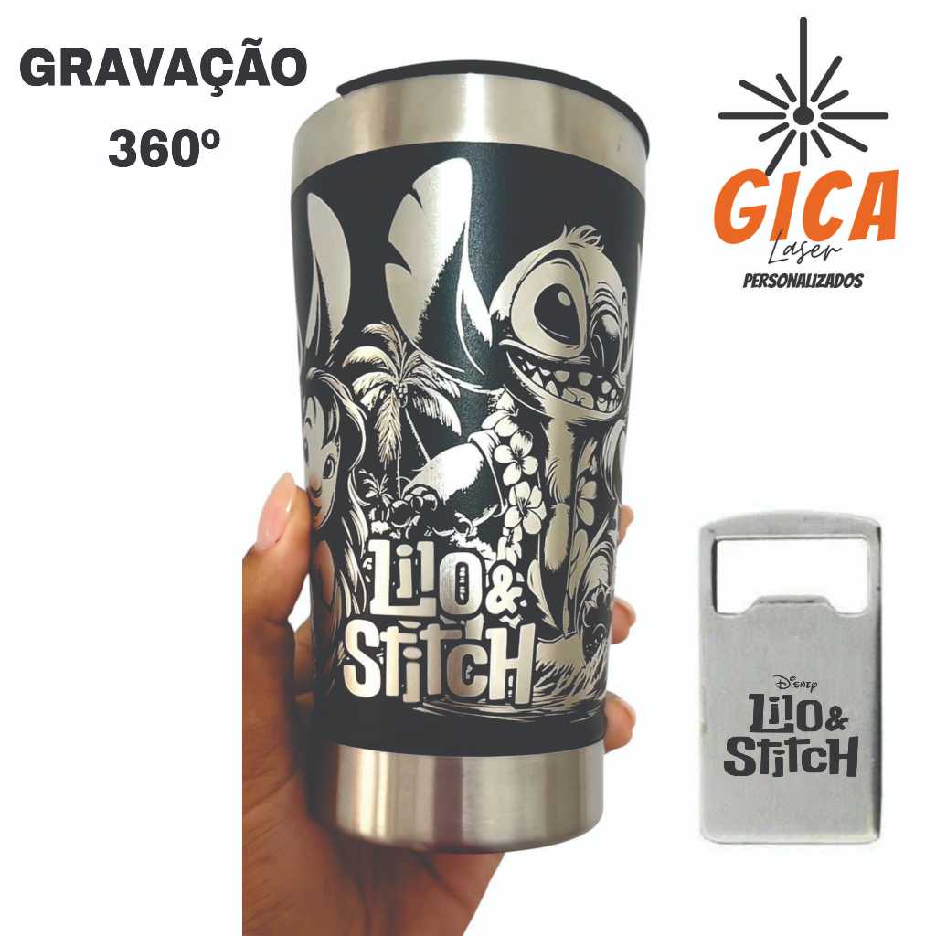 Copo Térmico Personalizado Stitch com Gravação a Laser 360º em Oferta na Shopee