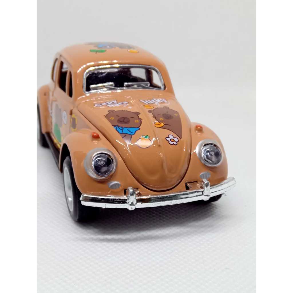 Miniatura escala 1/36 Carrinho Metal Fusca Capivara Abre As Portas e Capô