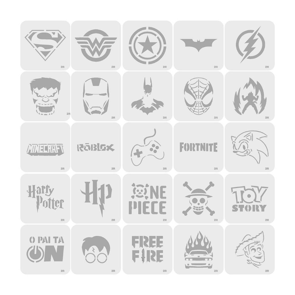 kit 25 Stencils Infantil para pintura corporal e facial
