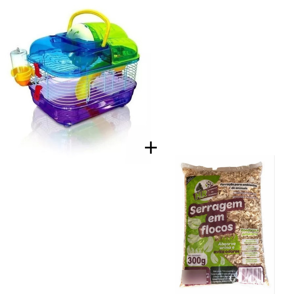 GAIOLA HAMSTER DIVERSAO SUPER LUXO COMPLETA CHALESCO + SERRAGEM HR