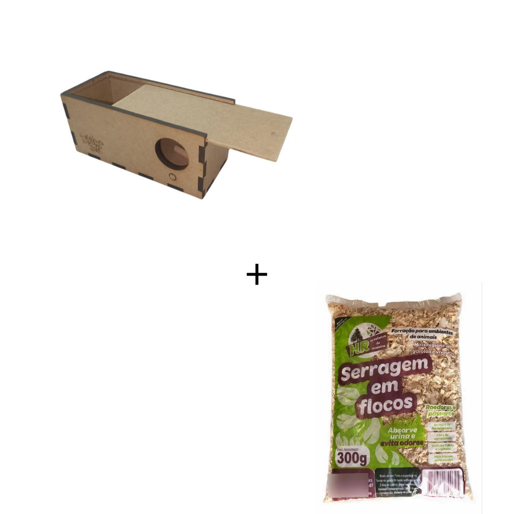 Ninho de Agapórnis Especial MDF 6mm C/Tampa Removível + Serragem