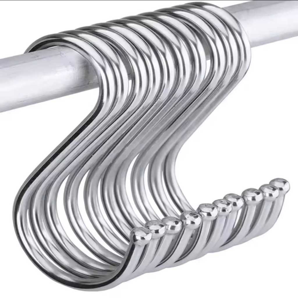 Kit Ganchos Multiuso em Formato S Organizador de 5 até 25 Ganchos Banheiro Quarto Araras Cozinha