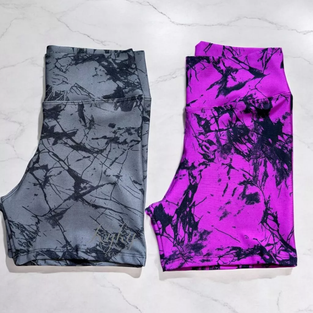 Kit 2 Shorts Feminino Cintura Alta  Marmorizado Roupa Academia Cross Tie Dye Zero Transparencia — imagem 1