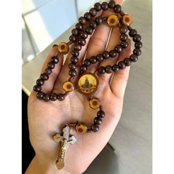 Terço Católico De Nossa Senhora Aparecida Com Flor de Girassol