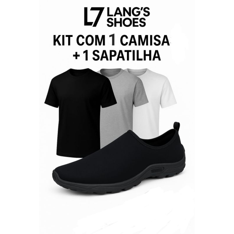 Kit 1 Sapatilha Aquática Nautica Hibrida Unissex Preto Secagem Rápida Unissex Lançamento +1 Camisa