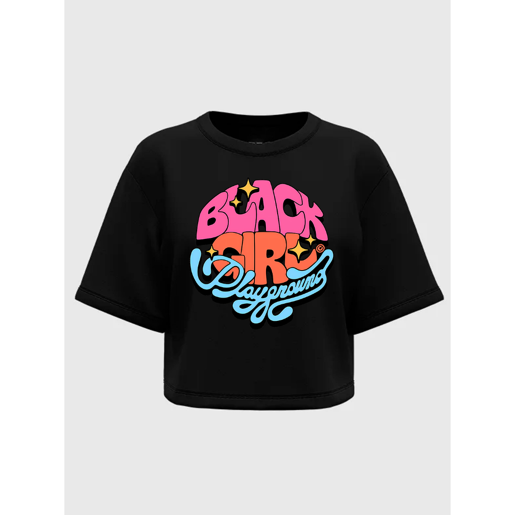 Cropped Oversized Feminino Black Girl Playground Orgulho Negro Black Power 100% Algodão