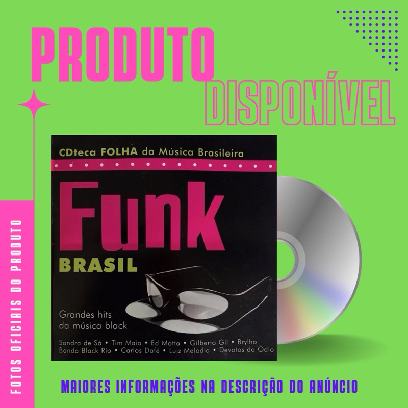 CD CDTECA FOLHA DA MÚSICA BRASILEIRA - FUNK BRASIL - Grandes Hits da Música Black (Sandra de Sá, Gilberto Gil